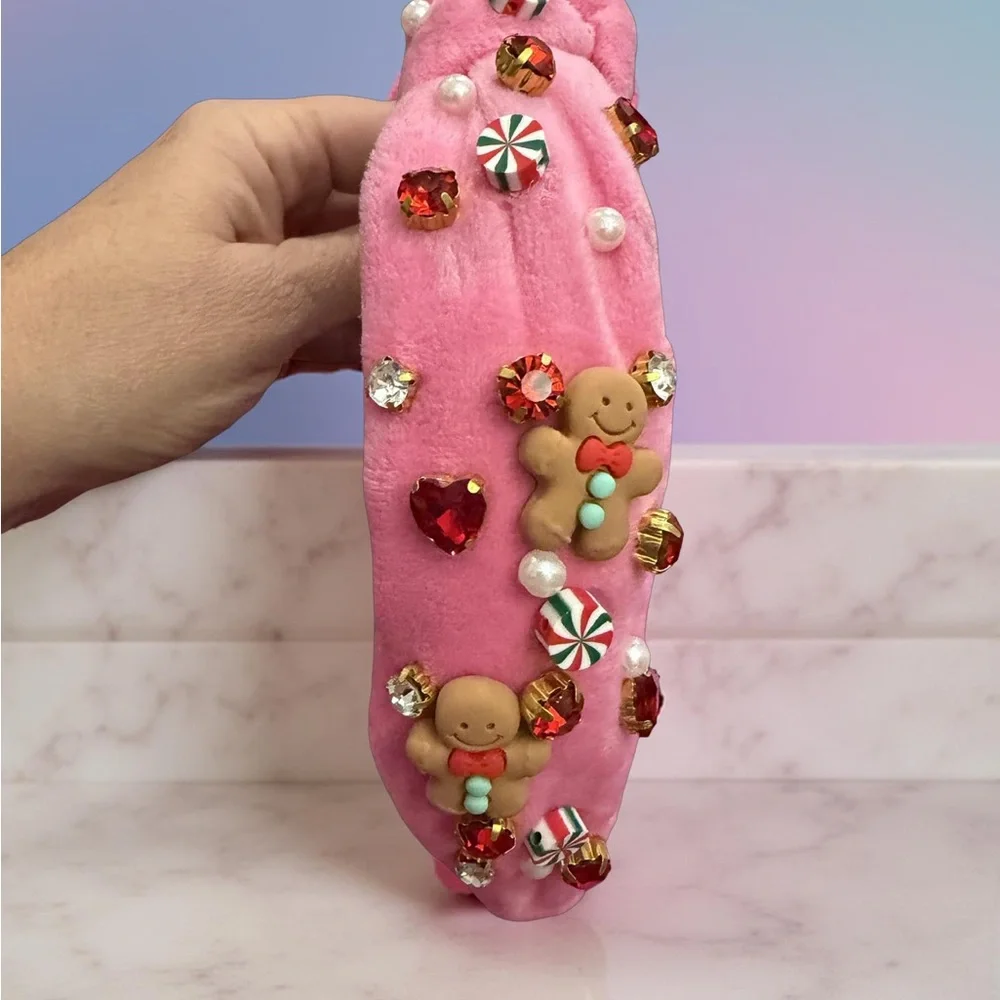Pink Gingerbread Christmas headband NEW